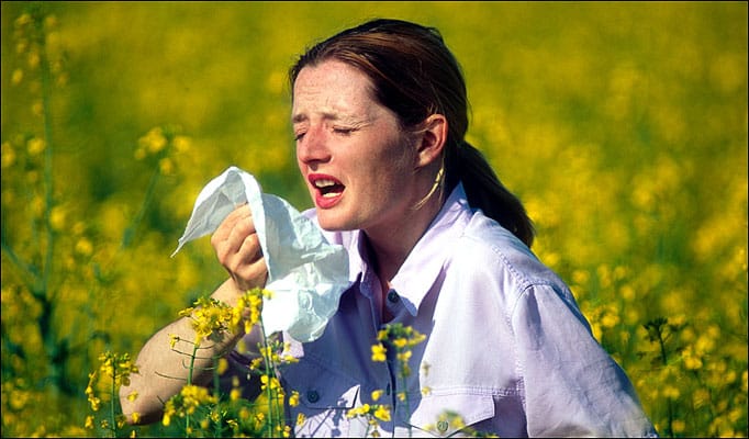 Different types of allergies - A picture of a woman sneezing