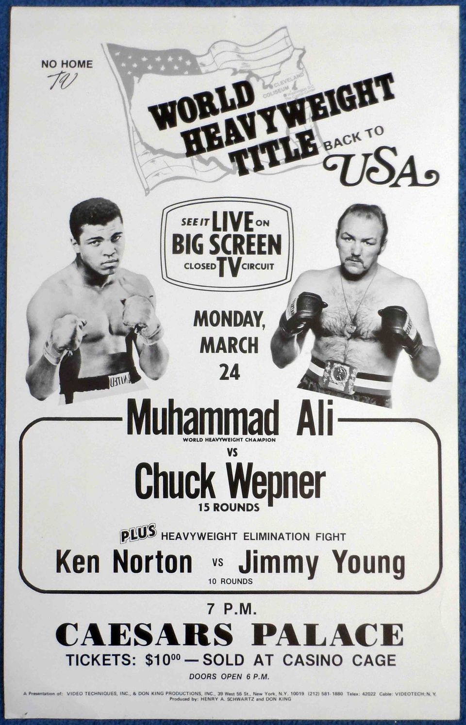 A poster of Muhammad Ali vs. Chuck Wepner boxing match