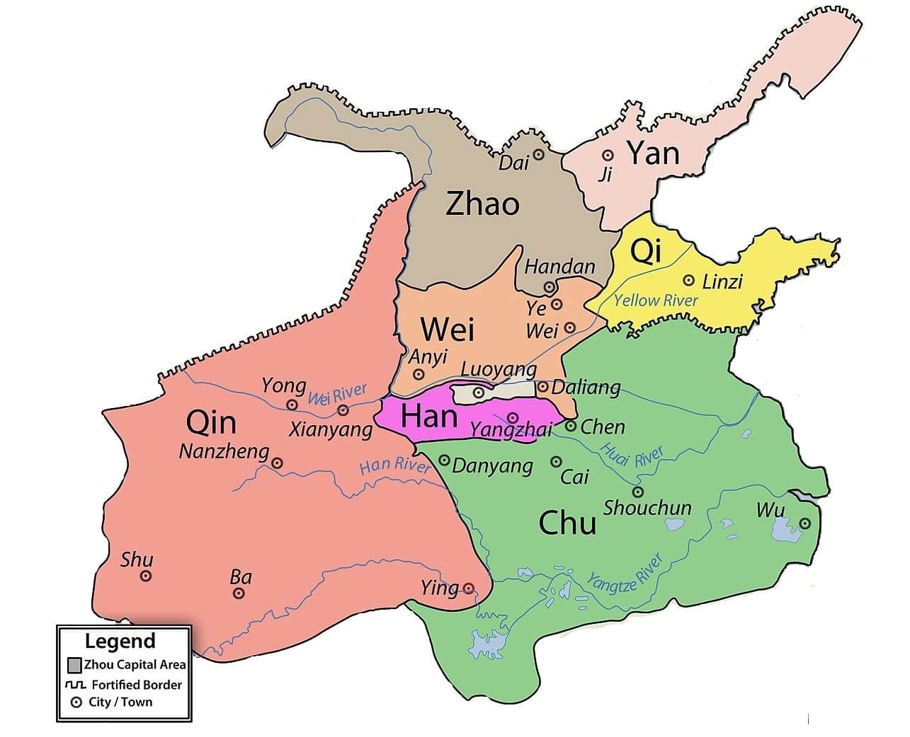 The seven wonders of the world - Map of China during Warring States Period