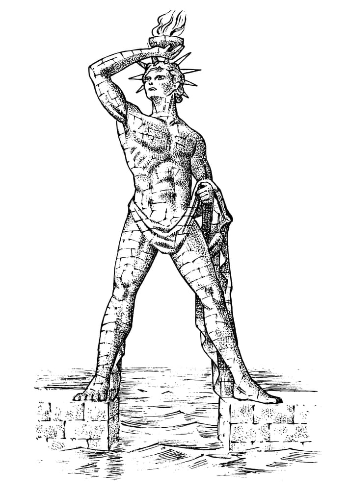 The Seven Wonders of the world - An imaginary picture of the Colossus of Rhodes