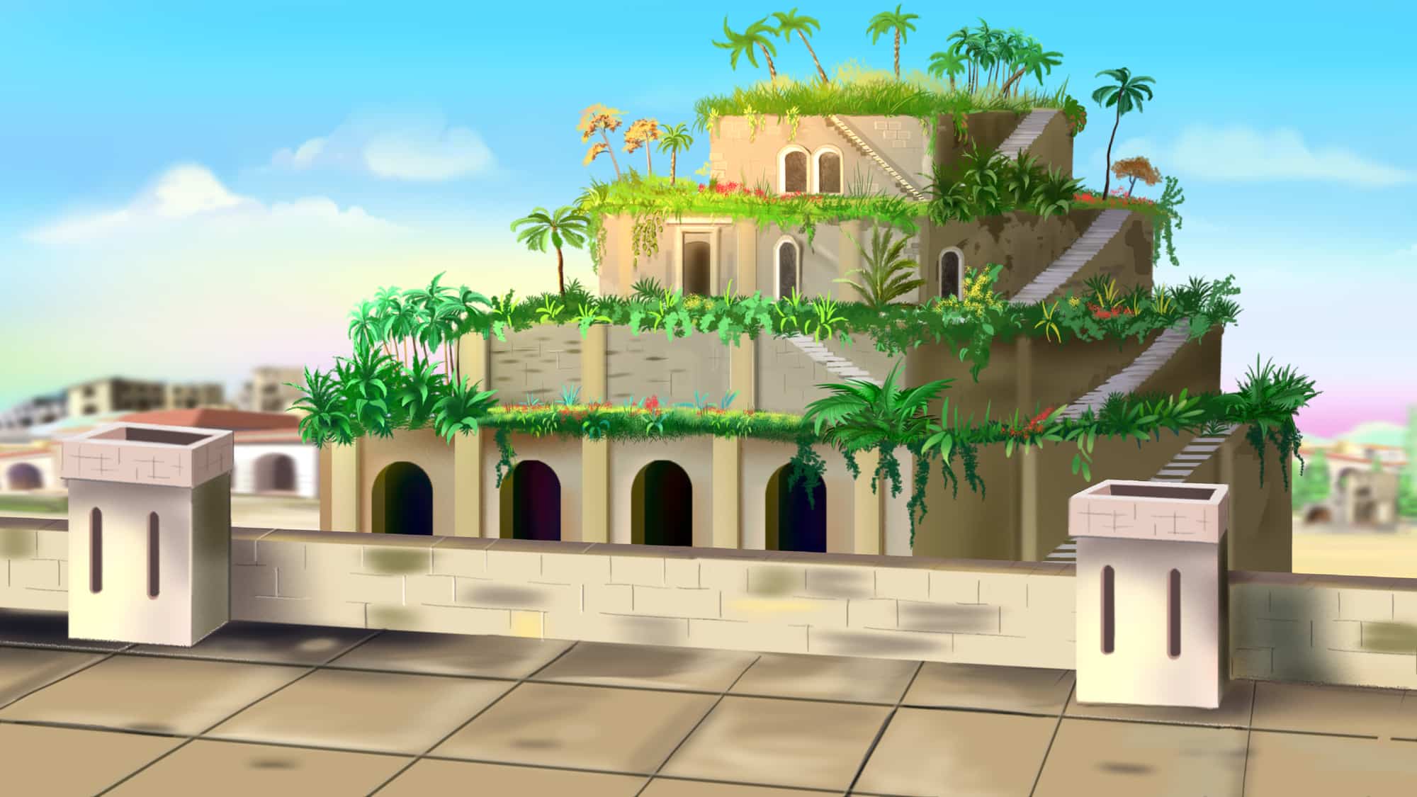 An imaginary picture of Hanging Gardens of Babylon