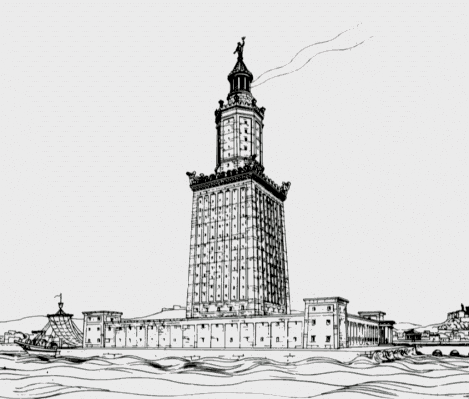 An imaginary picture of the Lighthouse of Alexandria