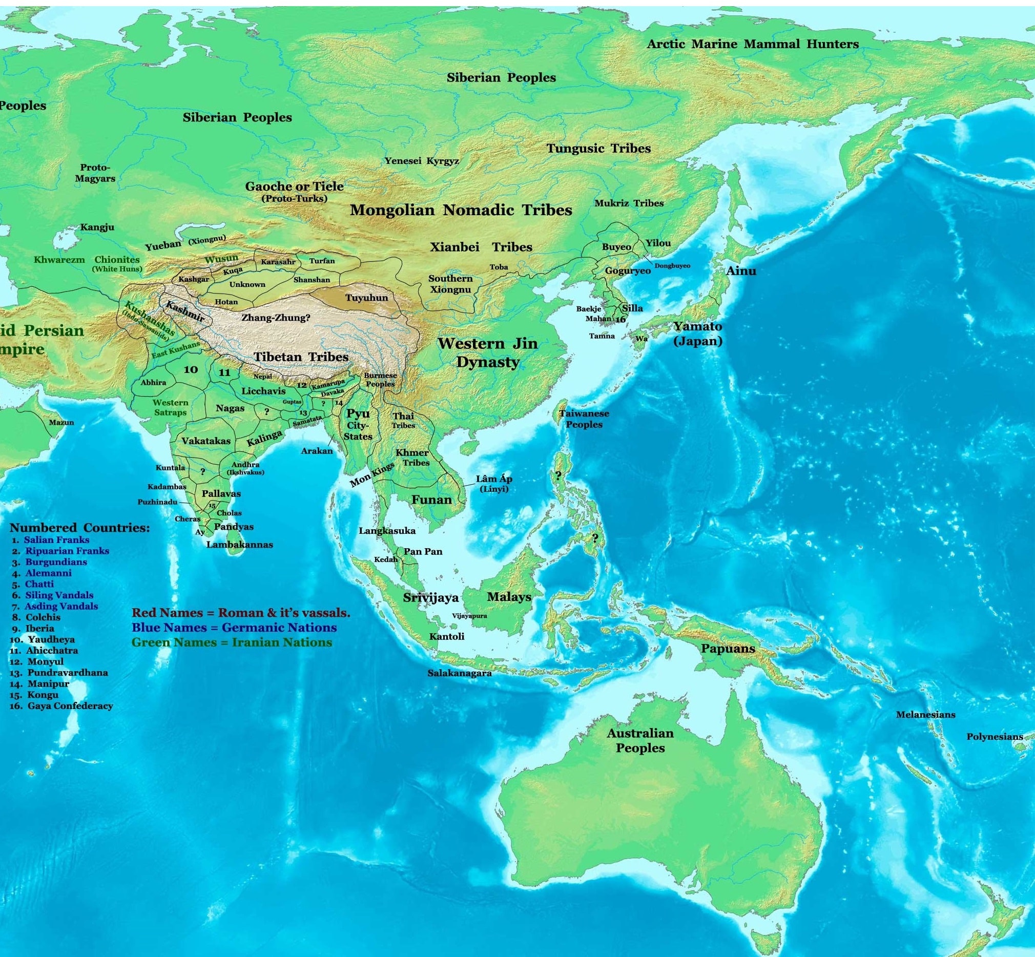 Biography of Genghis Khan - Map of Asia and Australia (Ca. 300 A.D.)
