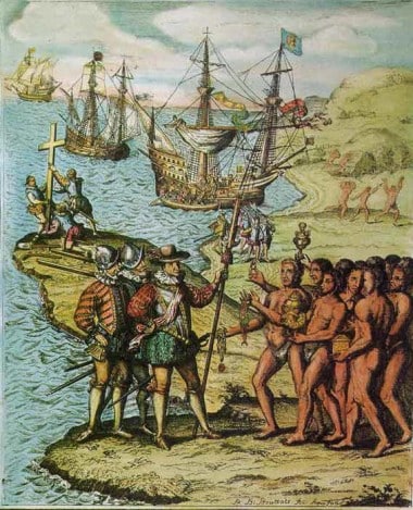 Columbus meeting native Indians